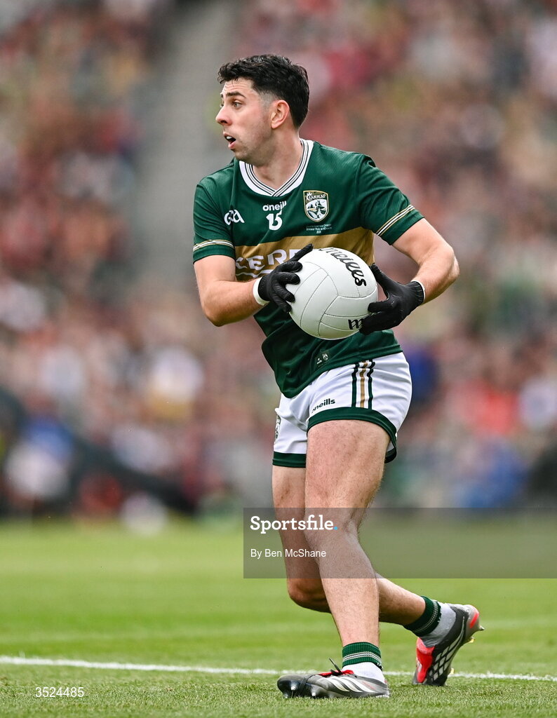 26 July 2026; Dylan Geaney of Kerry during the GAA Football All-Ireland Senior Championship final match between Kerry and Mayo at Croke Park in Dublin. Photo by Ben McShane/Sportsfile