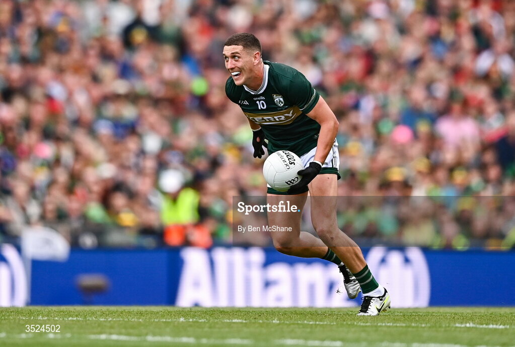 26 July 2026; Joe O'Connor of Kerry during the GAA Football All-Ireland Senior Championship final match between Kerry and Mayo at Croke Park in Dublin. Photo by Ben McShane/Sportsfile