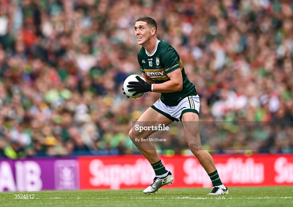 26 July 2026; Joe O'Connor of Kerry during the GAA Football All-Ireland Senior Championship final match between Kerry and Mayo at Croke Park in Dublin. Photo by Ben McShane/Sportsfile