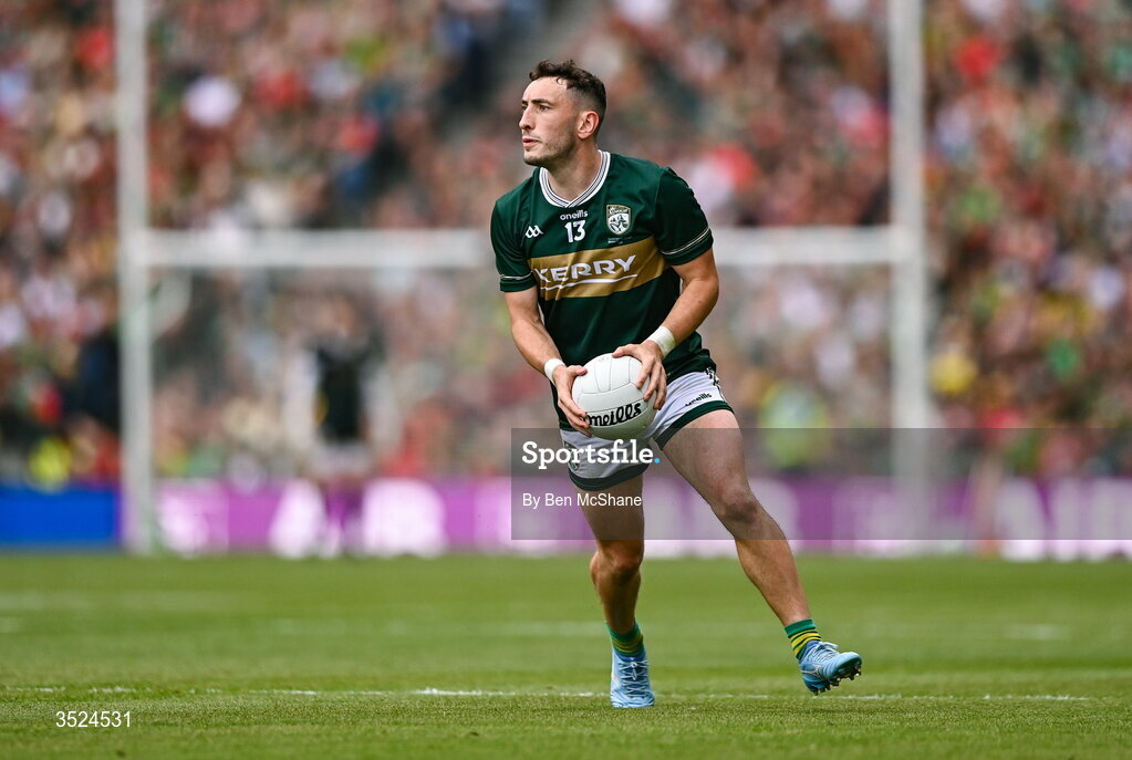26 July 2026; Paudie Clifford of Kerry during the GAA Football All-Ireland Senior Championship final match between Kerry and Mayo at Croke Park in Dublin. Photo by Ben McShane/Sportsfile
