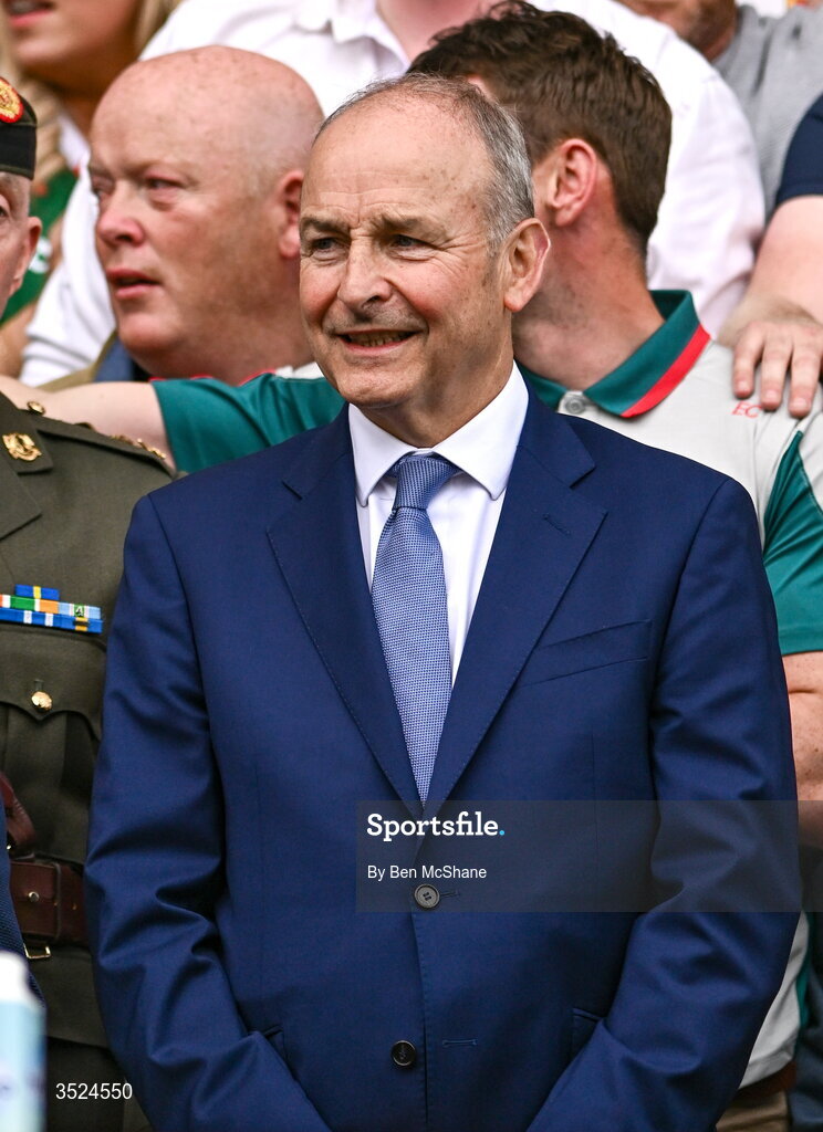 26 July 2026; An Taoiseach Micheál Martin TD after the GAA Football All-Ireland Senior Championship final match between Kerry and Mayo at Croke Park in Dublin. Photo by Ben McShane/Sportsfile