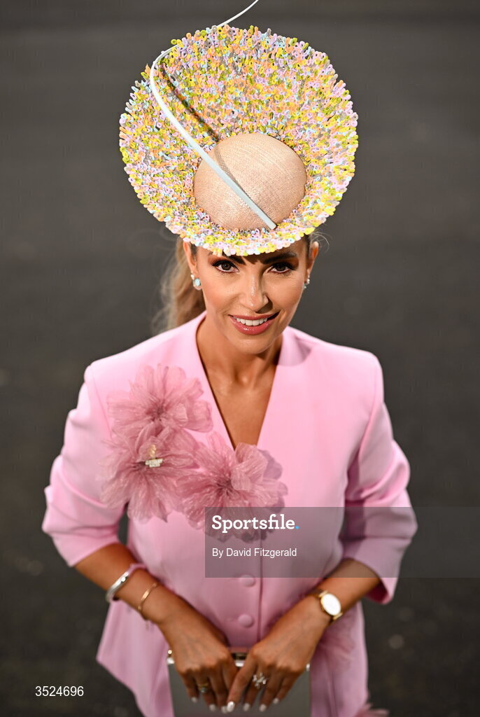 27 July 2026; Racegoer Pam Richardson from Galway prior to racing during day one of the Galway Races Summer Festival at Ballybrit Racecourse in Galway. Photo by David Fitzgerald/Sportsfile