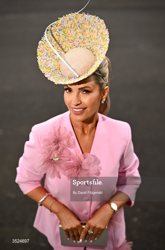 27 July 2026; Racegoer Pam Richardson from Galway prior to racing during day one of the Galway Races Summer Festival at Ballybrit Racecourse in Galway. Photo by David Fitzgerald/Sportsfile