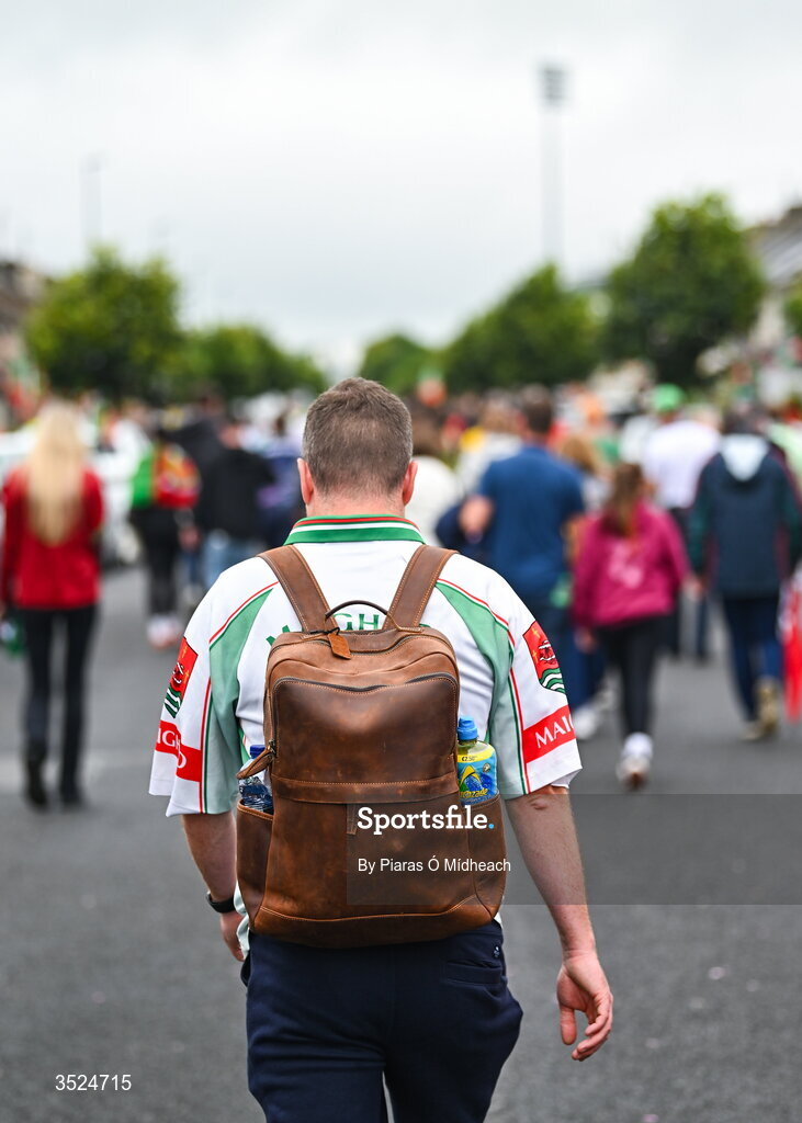 27 July 2026; A Mayo supporter during the homecoming celebrations of the All-Ireland Senior Football Champions at Hastings Insurance MacHale Park in Castlebar, Mayo. Photo by Piaras Ó Mídheach/Sportsfile