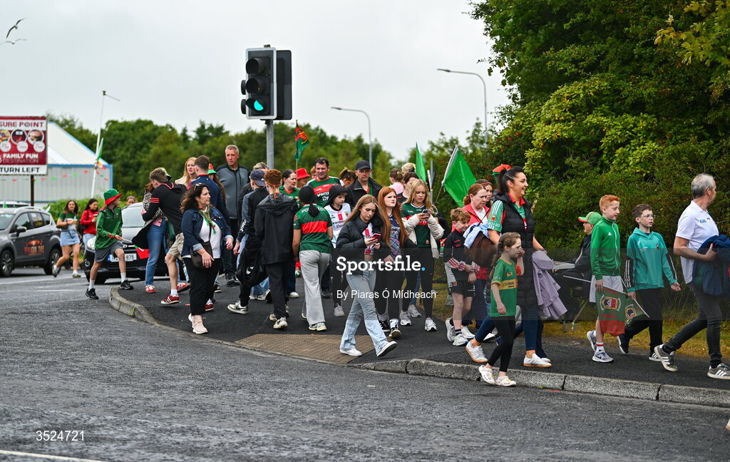27 July 2026; Mayo supporters during the homecoming celebrations of the All-Ireland Senior Football Champions at Hastings Insurance MacHale Park in Castlebar, Mayo. Photo by Piaras Ó Mídheach/Sportsfile