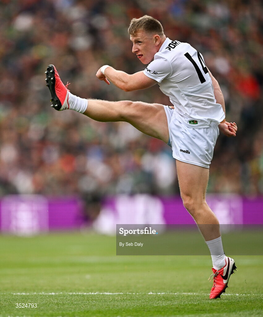 26 July 2026; Ryan O'Donoghue of Mayo during the GAA Football All-Ireland Senior Championship final match between Kerry and Mayo at Croke Park in Dublin. Photo by Seb Daly/Sportsfile