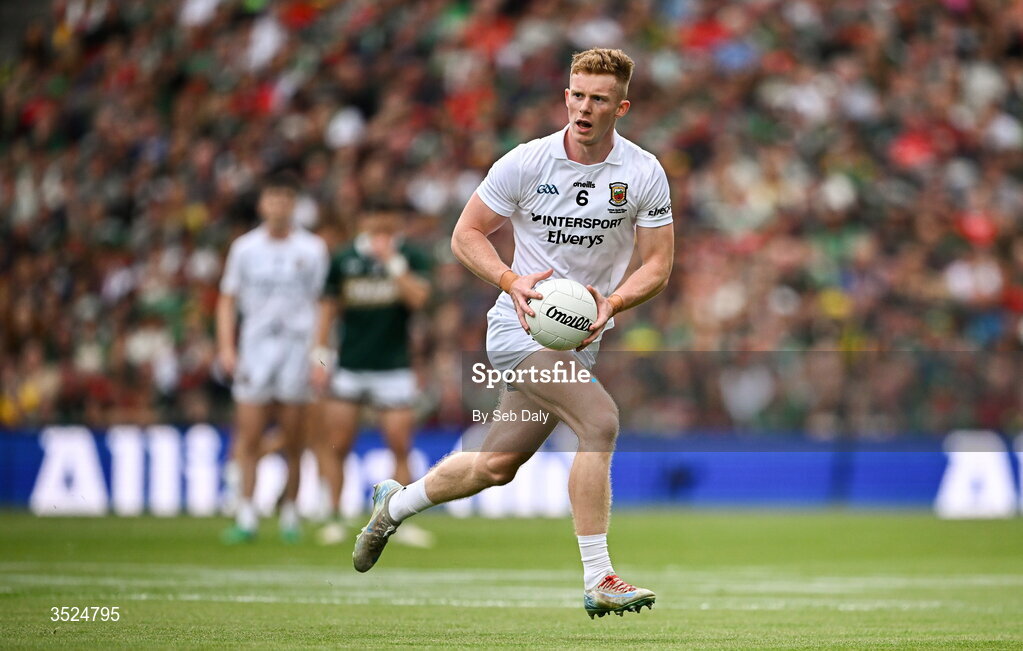 26 July 2026; David McBrien of Mayo during the GAA Football All-Ireland Senior Championship final match between Kerry and Mayo at Croke Park in Dublin. Photo by Seb Daly/Sportsfile