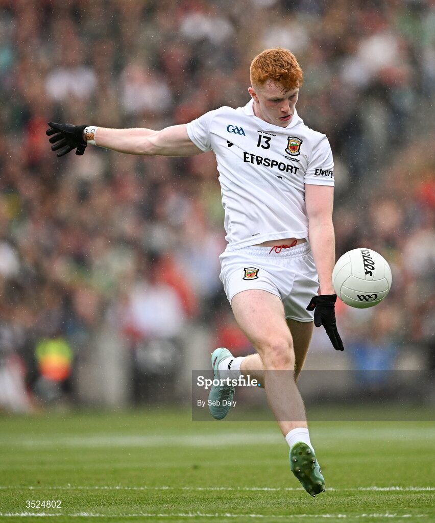 26 July 2026; Darragh Beirne of Mayo during the GAA Football All-Ireland Senior Championship final match between Kerry and Mayo at Croke Park in Dublin. Photo by Seb Daly/Sportsfile