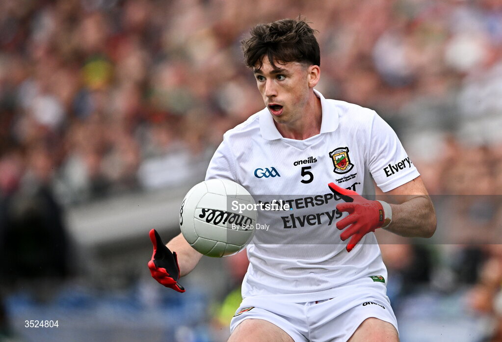 26 July 2026; Sam Callinan of Mayo during the GAA Football All-Ireland Senior Championship final match between Kerry and Mayo at Croke Park in Dublin. Photo by Seb Daly/Sportsfile
