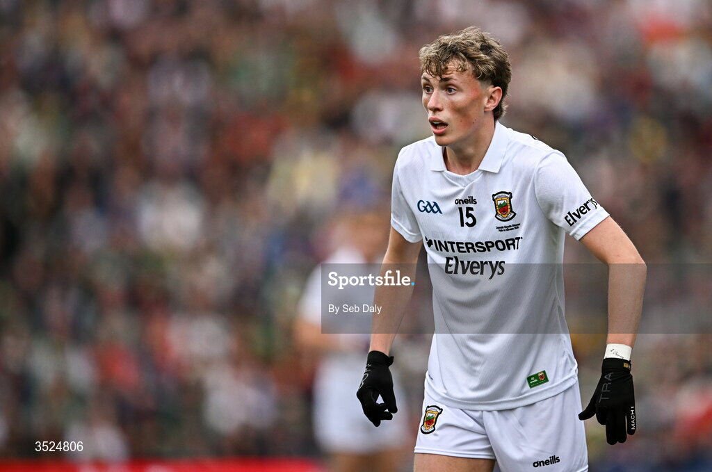 26 July 2026; Kobe McDonald of Mayo during the GAA Football All-Ireland Senior Championship final match between Kerry and Mayo at Croke Park in Dublin. Photo by Seb Daly/Sportsfile