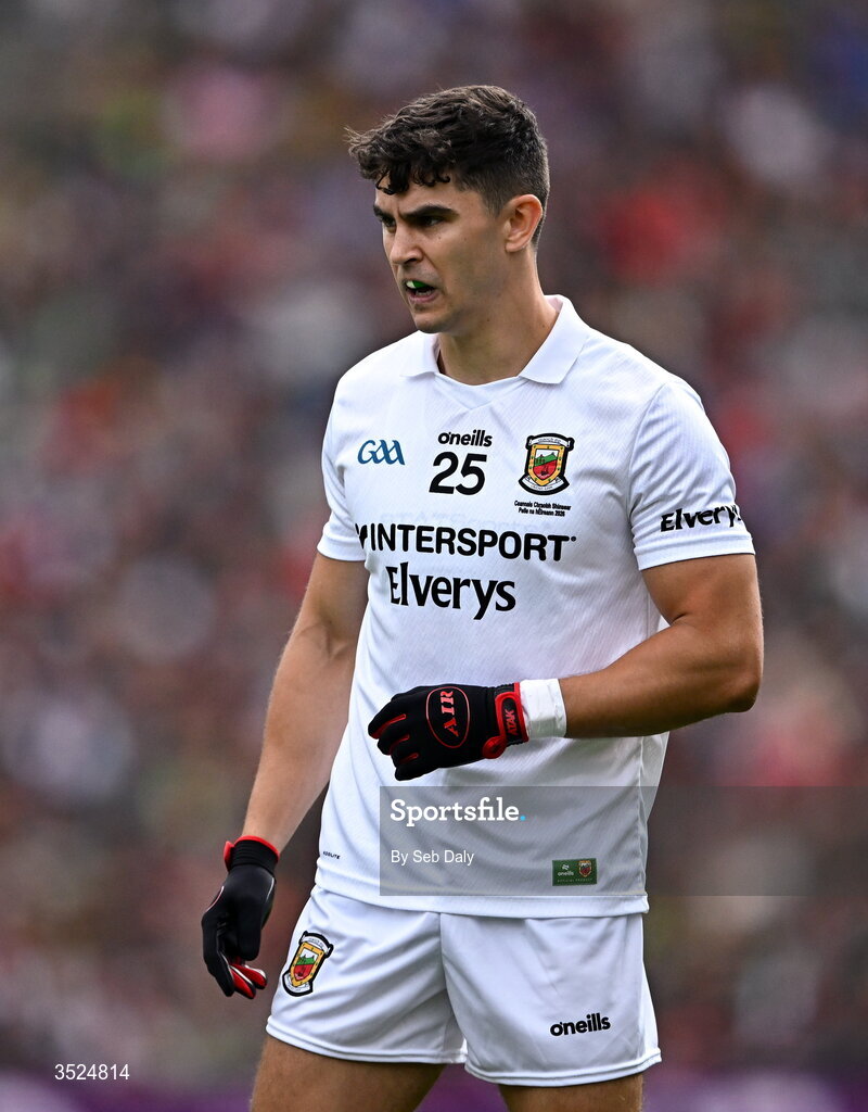 26 July 2026; Tommy Conroy of Mayo during the GAA Football All-Ireland Senior Championship final match between Kerry and Mayo at Croke Park in Dublin. Photo by Seb Daly/Sportsfile