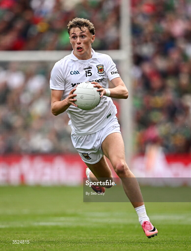26 July 2026; Kobe McDonald of Mayo during the GAA Football All-Ireland Senior Championship final match between Kerry and Mayo at Croke Park in Dublin. Photo by Seb Daly/Sportsfile