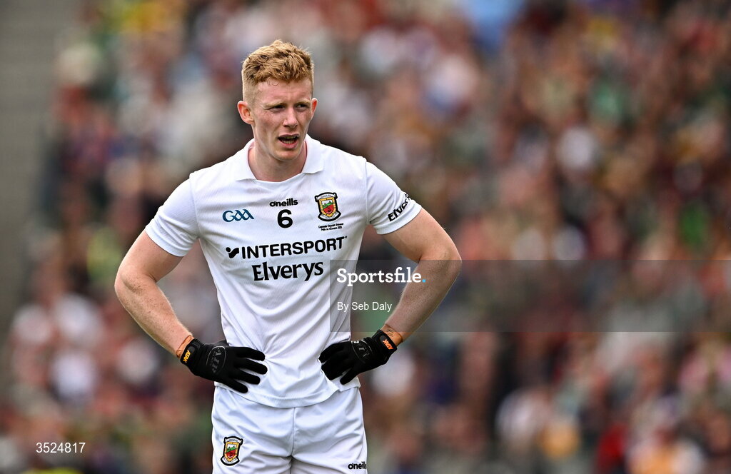 26 July 2026; David McBrien of Mayo during the GAA Football All-Ireland Senior Championship final match between Kerry and Mayo at Croke Park in Dublin. Photo by Seb Daly/Sportsfile