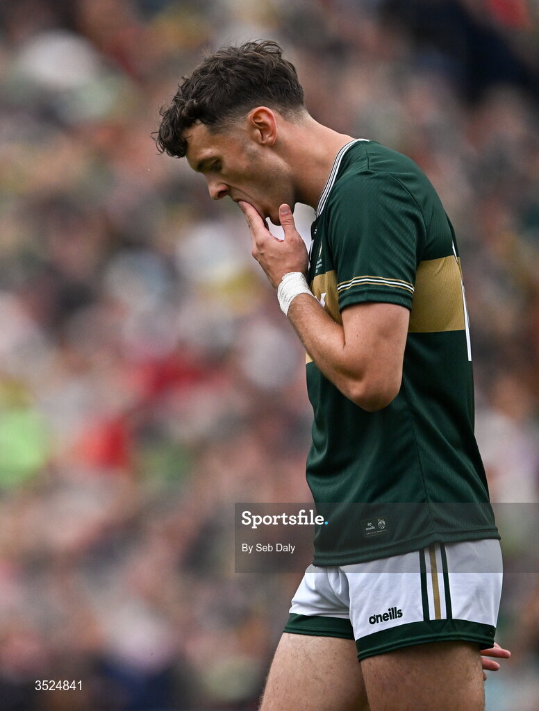 26 July 2026; David Clifford of Kerry during the GAA Football All-Ireland Senior Championship final match between Kerry and Mayo at Croke Park in Dublin. Photo by Seb Daly/Sportsfile