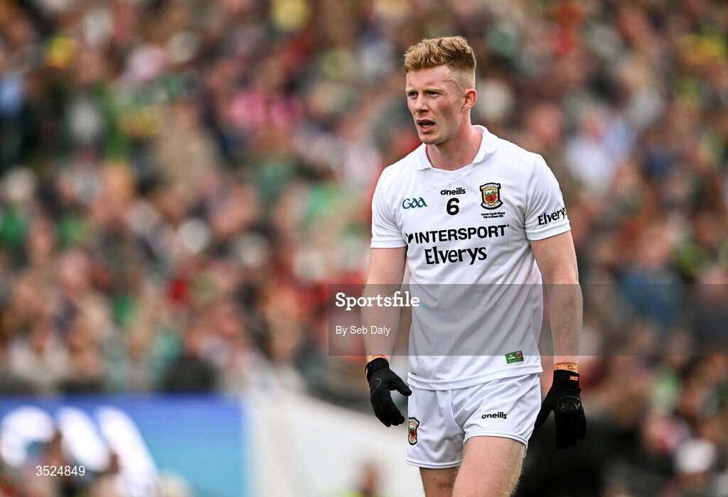 26 July 2026; David McBrien of Mayo during the GAA Football All-Ireland Senior Championship final match between Kerry and Mayo at Croke Park in Dublin. Photo by Seb Daly/Sportsfile
