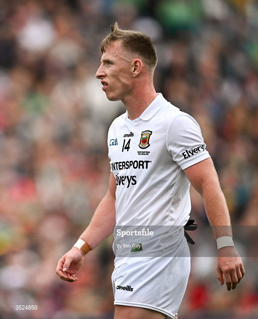 26 July 2026; Ryan O'Donoghue of Mayo during the GAA Football All-Ireland Senior Championship final match between Kerry and Mayo at Croke Park in Dublin. Photo by Seb Daly/Sportsfile