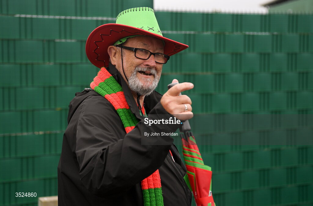 27 July 2026; A Mayo supporter makes his way to the homecoming at Castlebar in Mayo, after being crowned All-Ireland Senior Football champions following their victory over Kerry in the GAA All-Ireland Senior Football Championship final at Croke Park on Sunday. Photo by John Sheridan/Sportsfile