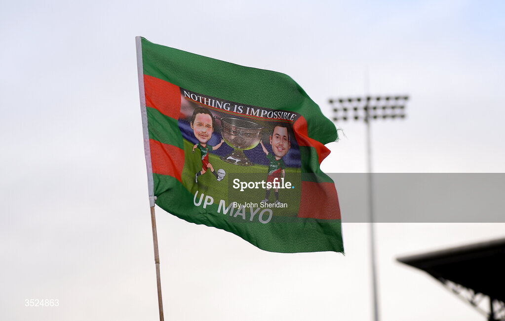 27 July 2026; A Mayo flag during the homecoming at Castlebar in Mayo, after being crowned All-Ireland Senior Football champions following their victory over Kerry in the GAA All-Ireland Senior Football Championship final at Croke Park on Sunday. Photo by John Sheridan/Sportsfile