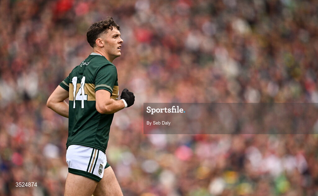 26 July 2026; David Clifford of Kerry during the GAA Football All-Ireland Senior Championship final match between Kerry and Mayo at Croke Park in Dublin. Photo by Seb Daly/Sportsfile