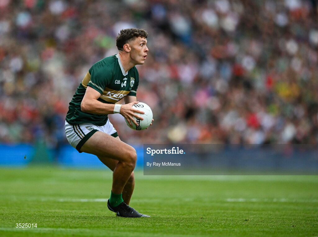 26 July 2026; David Clifford of Kerry during the GAA Football All-Ireland Senior Championship final match between Kerry and Mayo at Croke Park in Dublin. Photo by Ray McManus/Sportsfile