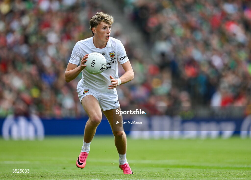 26 July 2026; Kobe McDonald of Mayo during the GAA Football All-Ireland Senior Championship final match between Kerry and Mayo at Croke Park in Dublin. Photo by Ray McManus/Sportsfile