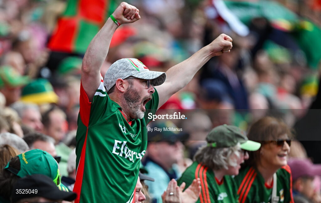 26 July 2026; A Mayo supporter, in the Cusack Stand, during the GAA Football All-Ireland Senior Championship final match between Kerry and Mayo at Croke Park in Dublin. Photo by Ray McManus/Sportsfile