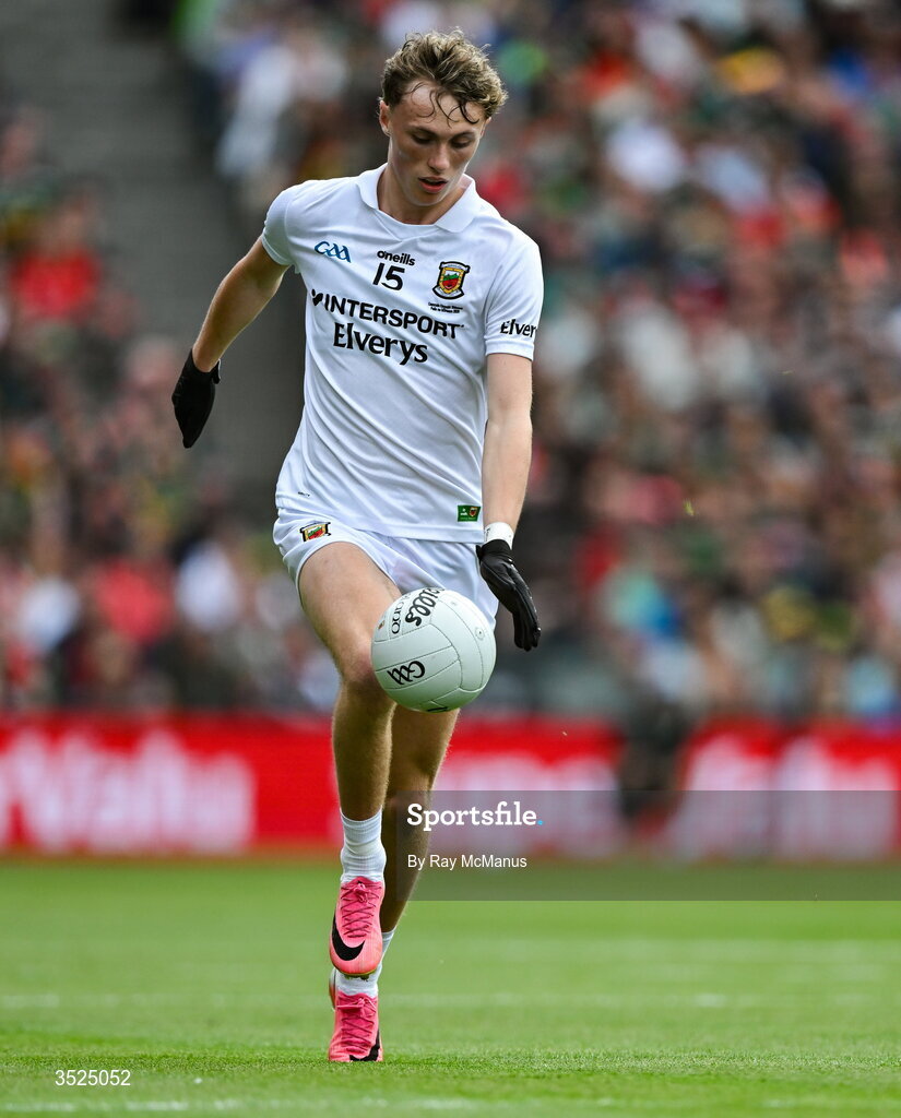 26 July 2026; Kobe McDonald of Mayo during the GAA Football All-Ireland Senior Championship final match between Kerry and Mayo at Croke Park in Dublin. Photo by Ray McManus/Sportsfile