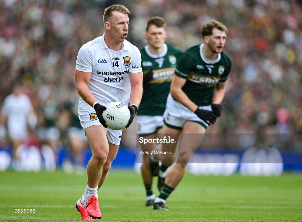 26 July 2026; Ryan O'Donoghue of Mayo during the GAA Football All-Ireland Senior Championship final match between Kerry and Mayo at Croke Park in Dublin. Photo by Ray McManus/Sportsfile