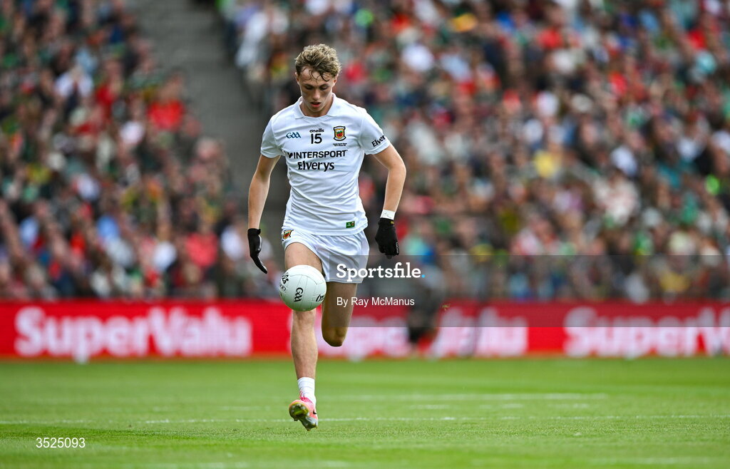 26 July 2026; Kobe McDonald of Mayo during the GAA Football All-Ireland Senior Championship final match between Kerry and Mayo at Croke Park in Dublin. Photo by Ray McManus/Sportsfile