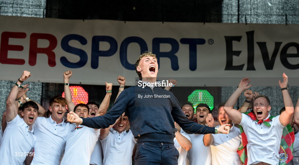 27 July 2026; Kobe McDonald of Mayo during the homecoming at Castlebar in Mayo, after being crowned All-Ireland Senior Football champions following their victory over Kerry in the GAA All-Ireland Senior Football Championship final at Croke Park on Sunday. Photo by John Sheridan/Sportsfile