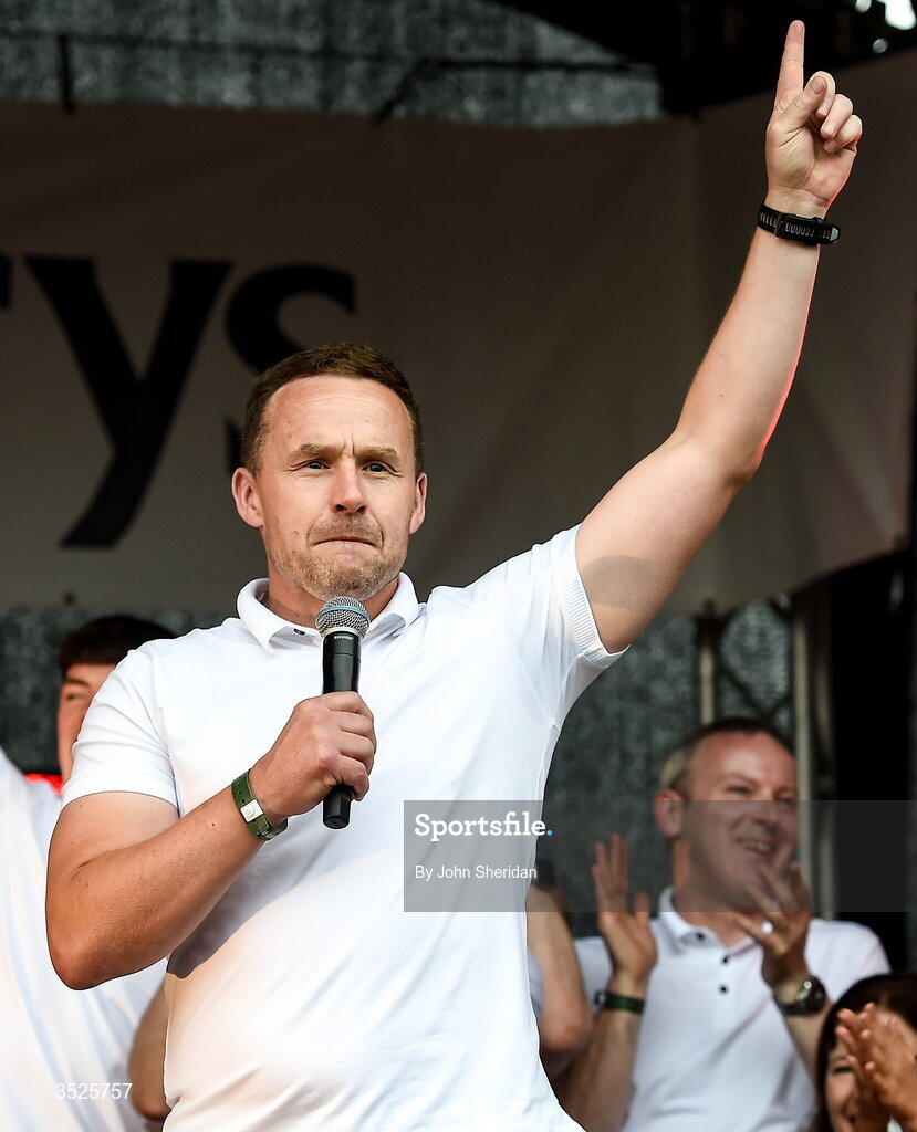 27 July 2026; Mayo manager Andy Moran during the homecoming at Castlebar in Mayo, after being crowned All-Ireland Senior Football champions following their victory over Kerry in the GAA All-Ireland Senior Football Championship final at Croke Park on Sunday. Photo by John Sheridan/Sportsfile