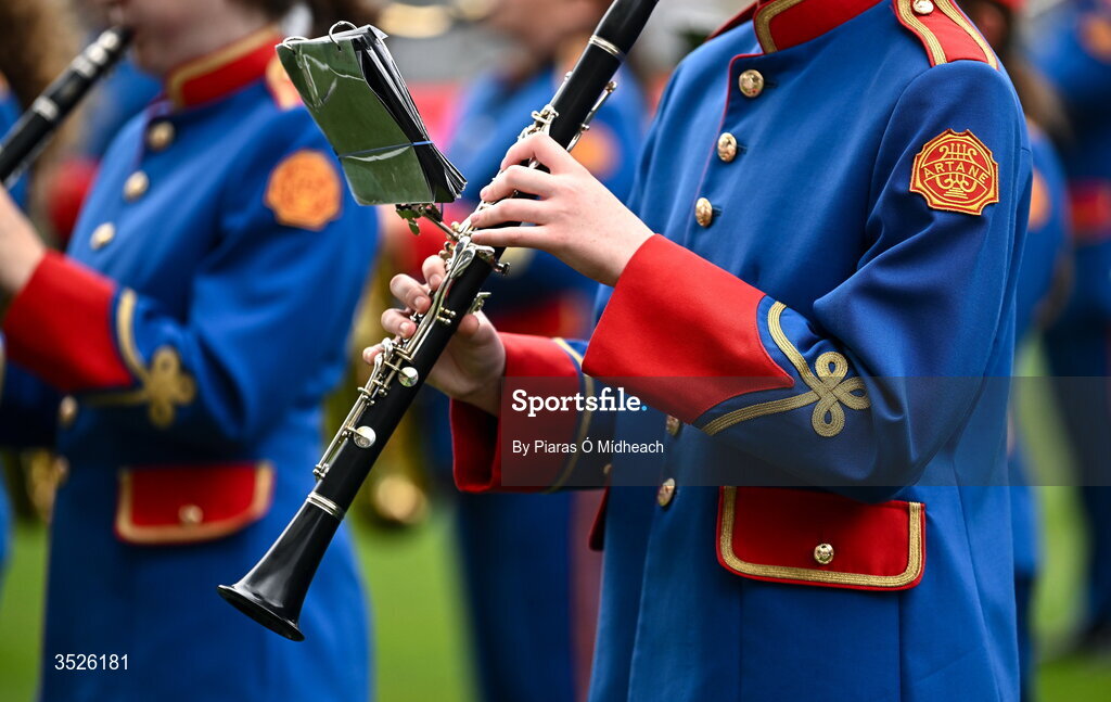 26 July 2026; A detailed view on the uniform of a member of The Artane Band before the GAA Football All-Ireland Senior Championship final match between Kerry and Mayo at Croke Park in Dublin. Photo by Piaras Ó Mídheach/Sportsfile