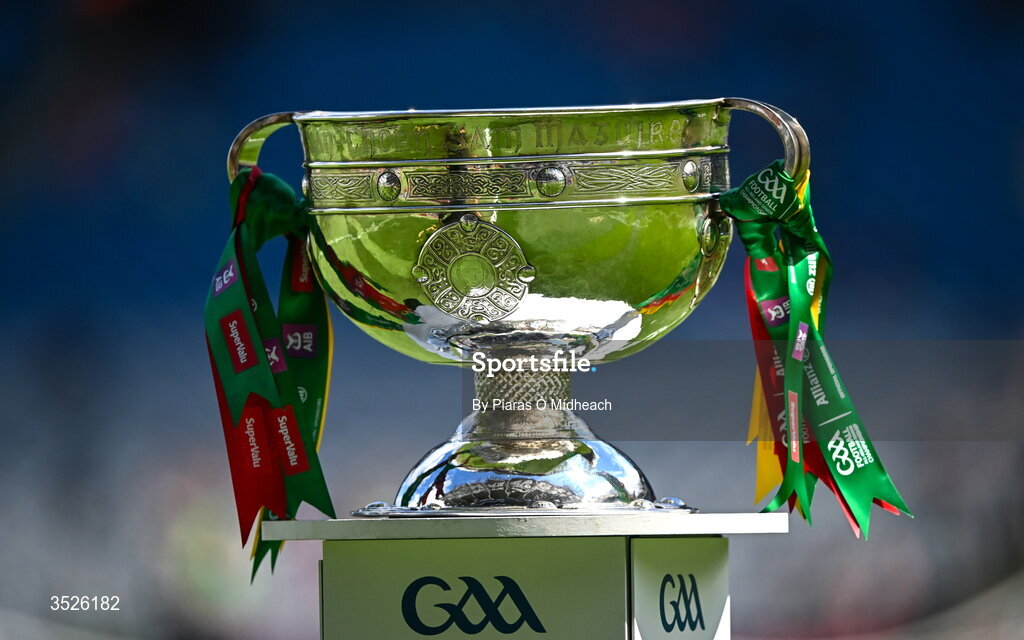 26 July 2026; The Sam Maguire Cup before the GAA Football All-Ireland Senior Championship final match between Kerry and Mayo at Croke Park in Dublin. Photo by Piaras Ó Mídheach/Sportsfile