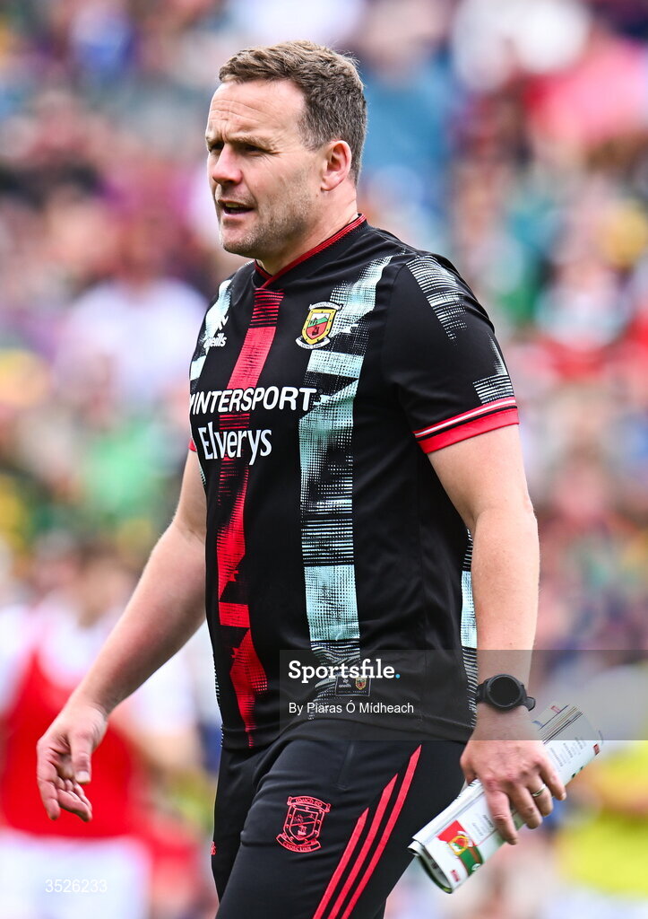 26 July 2026; Mayo manager Andy Moran before the GAA Football All-Ireland Senior Championship final match between Kerry and Mayo at Croke Park in Dublin. Photo by Piaras Ó Mídheach/Sportsfile
