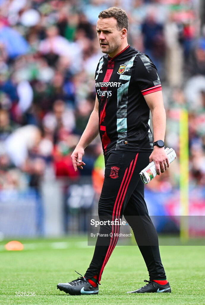 26 July 2026; Mayo manager Andy Moran before the GAA Football All-Ireland Senior Championship final match between Kerry and Mayo at Croke Park in Dublin. Photo by Piaras Ó Mídheach/Sportsfile