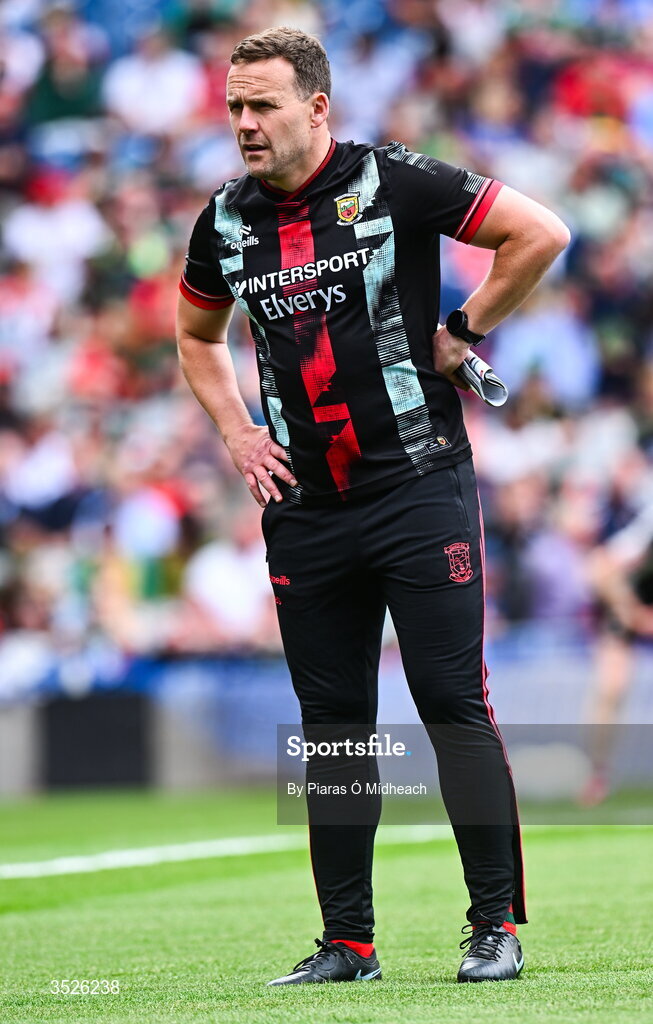 26 July 2026; Mayo manager Andy Moran before the GAA Football All-Ireland Senior Championship final match between Kerry and Mayo at Croke Park in Dublin. Photo by Piaras Ó Mídheach/Sportsfile