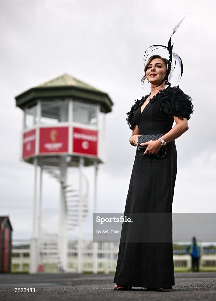 29 July 2026; Racegoer Eilis Dempsey, from Corrofin, Galway, on day three of the Galway Races Summer Festival at Ballybrit Racecourse in Galway. Photo by Seb Daly/Sportsfile