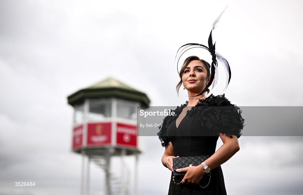 29 July 2026; Racegoer Eilis Dempsey, from Corrofin, Galway, on day three of the Galway Races Summer Festival at Ballybrit Racecourse in Galway. Photo by Seb Daly/Sportsfile