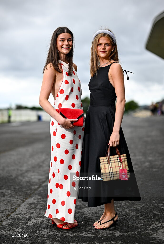 29 July 2026; Sisters Zoe, left, and Emma Jane Costello, from Salthill, Galway, during day three of the Galway Races Summer Festival at Ballybrit Racecourse in Galway. Photo by Seb Daly/Sportsfile