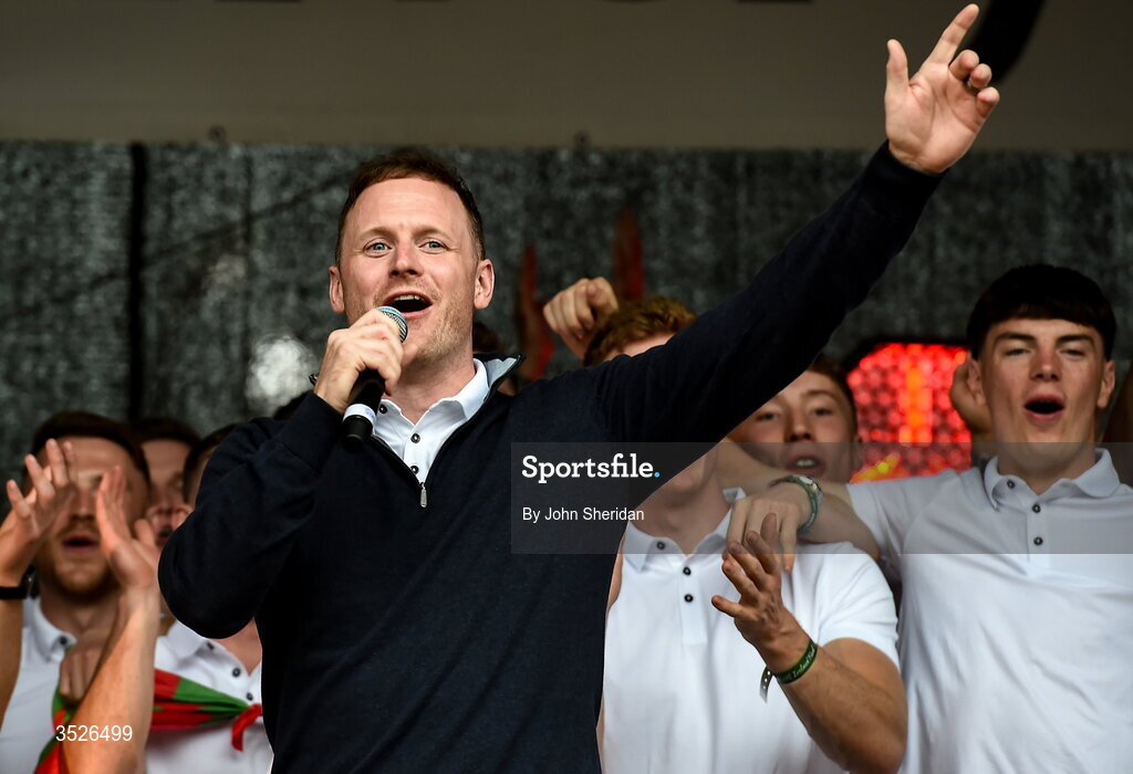 27 July 2026; Rob Hennelly of Mayo during the homecoming at Castlebar in Mayo, after being crowned All-Ireland Senior Football champions following their victory over Kerry in the GAA All-Ireland Senior Football Championship final at Croke Park on Sunday. Photo by John Sheridan/Sportsfile