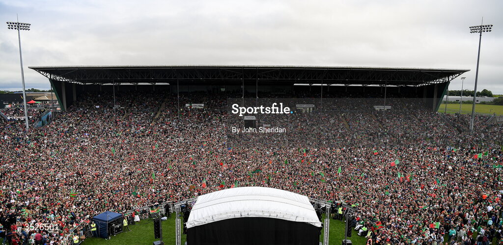 27 July 2026; Mayo supporters during the homecoming at Castlebar in Mayo, after being crowned All-Ireland Senior Football champions following their victory over Kerry in the GAA All-Ireland Senior Football Championship final at Croke Park on Sunday. Photo by John Sheridan/Sportsfile