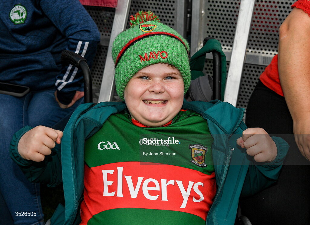 27 July 2026; Mayo supporter Kaidan Murray during the homecoming at Castlebar in Mayo, after being crowned All-Ireland Senior Football champions following their victory over Kerry in the GAA All-Ireland Senior Football Championship final at Croke Park on Sunday. Photo by John Sheridan/Sportsfile