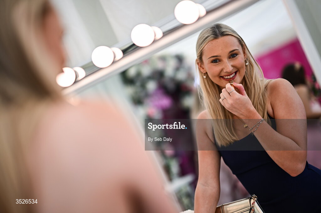 29 July 2026; Racegoer Laura Duggan, from Monivea, Galway, during day three of the Galway Races Summer Festival at Ballybrit Racecourse in Galway. Photo by Seb Daly/Sportsfile