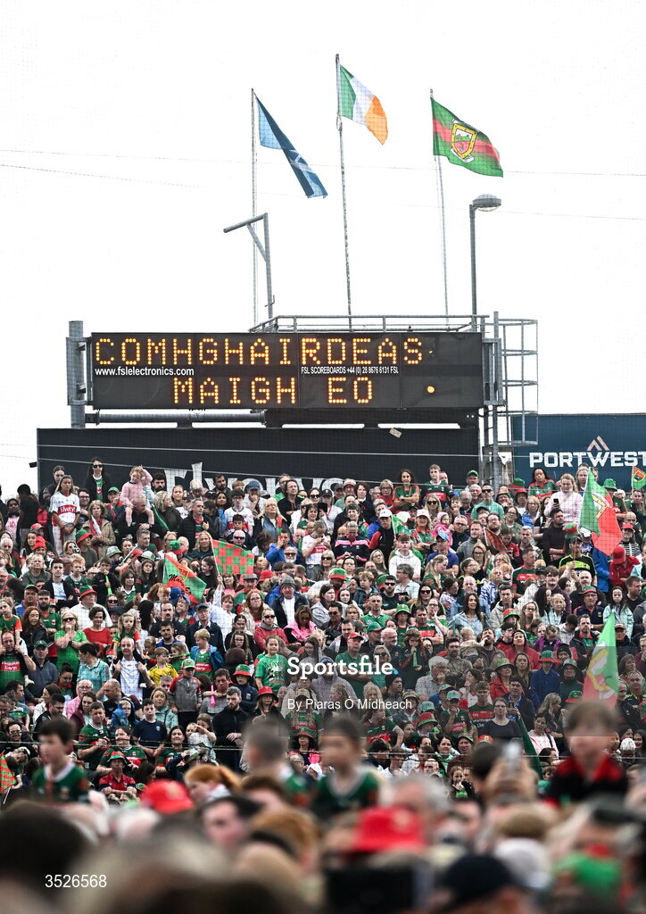 27 July 2026; A general view of the crowd during the homecoming celebrations of the All-Ireland Senior Football Champions at Hastings Insurance MacHale Park in Castlebar, Mayo. Photo by Piaras Ó Mídheach/Sportsfile