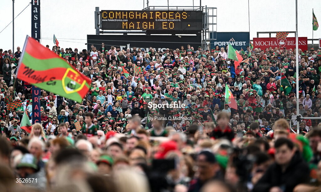 27 July 2026; A general view of the crowd during the homecoming celebrations of the All-Ireland Senior Football Champions at Hastings Insurance MacHale Park in Castlebar, Mayo. Photo by Piaras Ó Mídheach/Sportsfile