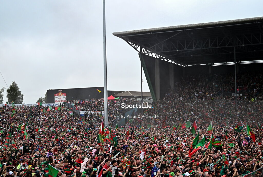 27 July 2026; Supporters during the homecoming celebrations of the All-Ireland Senior Football Champions at Hastings Insurance MacHale Park in Castlebar, Mayo. Photo by Piaras Ó Mídheach/Sportsfile