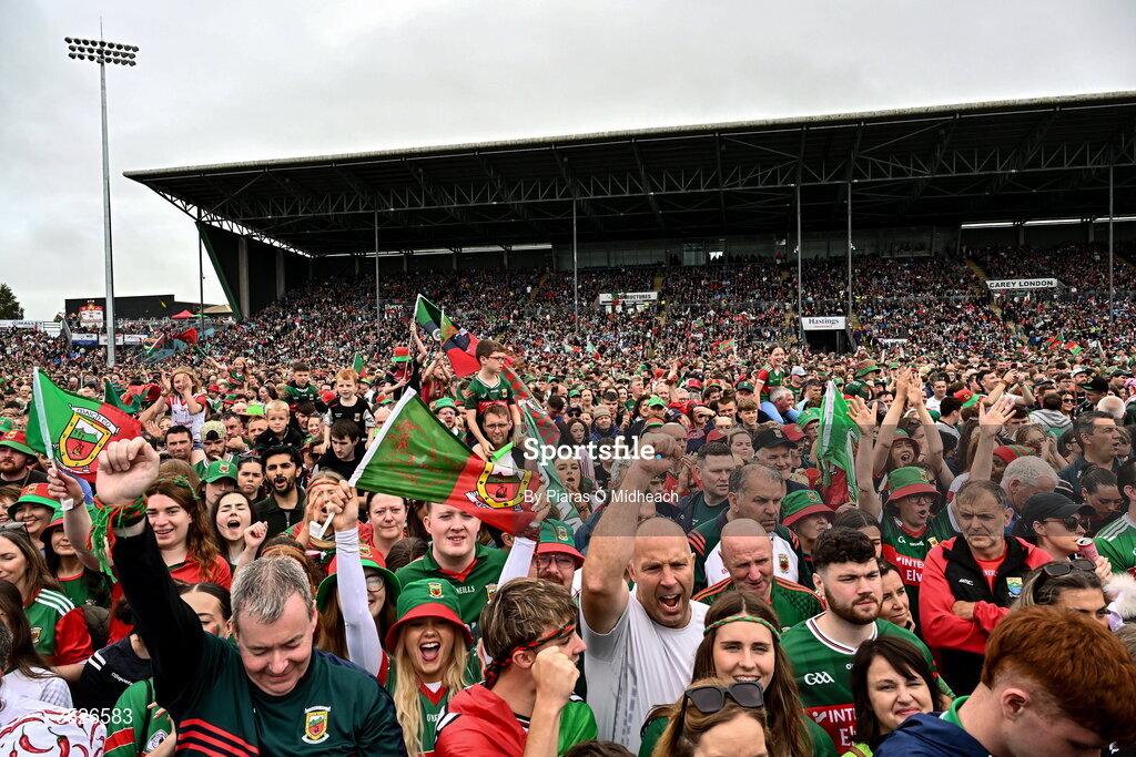 27 July 2026; Supporters during the homecoming celebrations of the All-Ireland Senior Football Champions at Hastings Insurance MacHale Park in Castlebar, Mayo. Photo by Piaras Ó Mídheach/Sportsfile