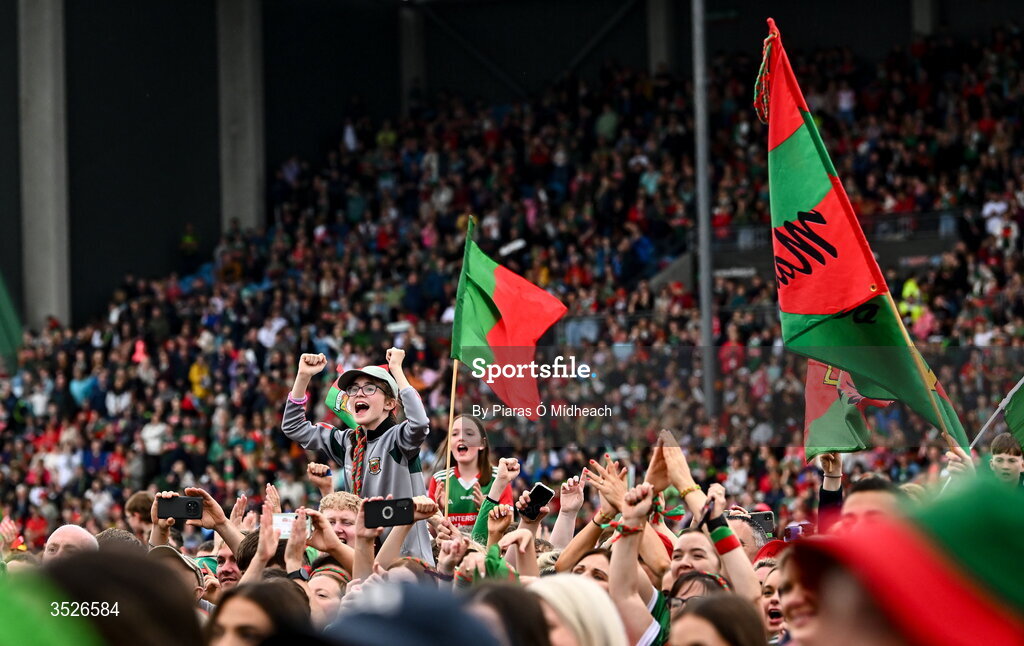 27 July 2026; Supporters during the homecoming celebrations of the All-Ireland Senior Football Champions at Hastings Insurance MacHale Park in Castlebar, Mayo. Photo by Piaras Ó Mídheach/Sportsfile