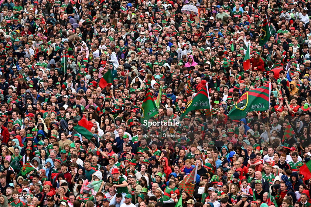27 July 2026; Supporters during the homecoming celebrations of the All-Ireland Senior Football Champions at Hastings Insurance MacHale Park in Castlebar, Mayo. Photo by Piaras Ó Mídheach/Sportsfile