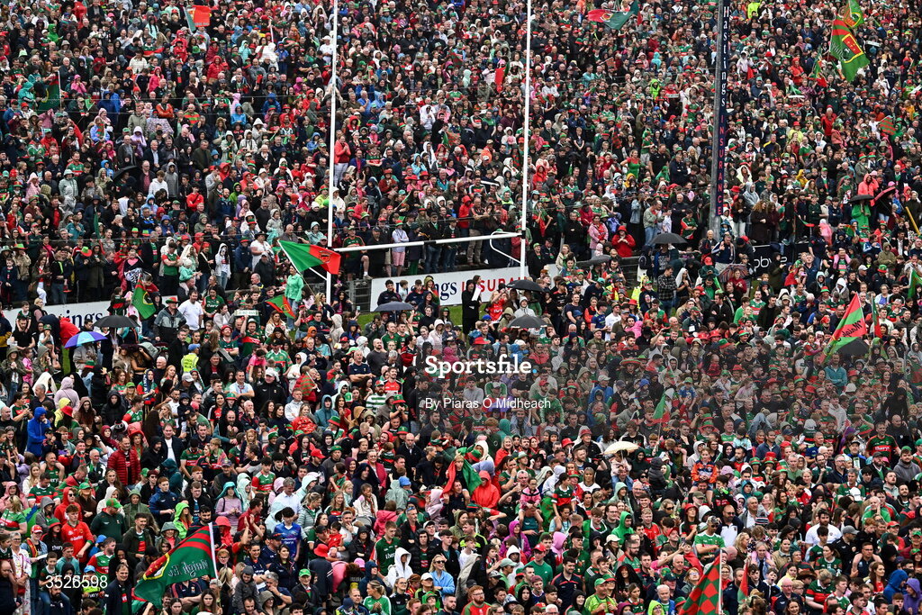 27 July 2026; Supporters during the homecoming celebrations of the All-Ireland Senior Football Champions at Hastings Insurance MacHale Park in Castlebar, Mayo. Photo by Piaras Ó Mídheach/Sportsfile